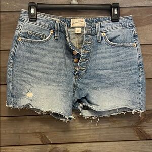 Distressed Blue Denim Shorts